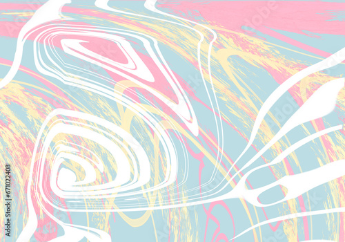 Pastel dream whirls of soft hues and serenity. abstract sweet blue pink and yellow flow liquid marble acrylic watercolor wave horizontal on transparent background.