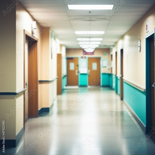 Blurred Hospital Corridor: Entrance Lobby, Intensive Care, Surgeon's Room