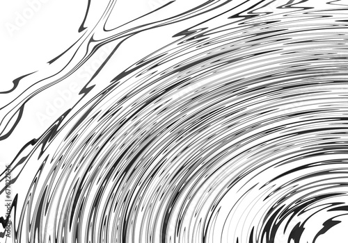 Dynamic black brushstrokes. Abstract dark vortex water wave lines ink horizontal on transparent background.