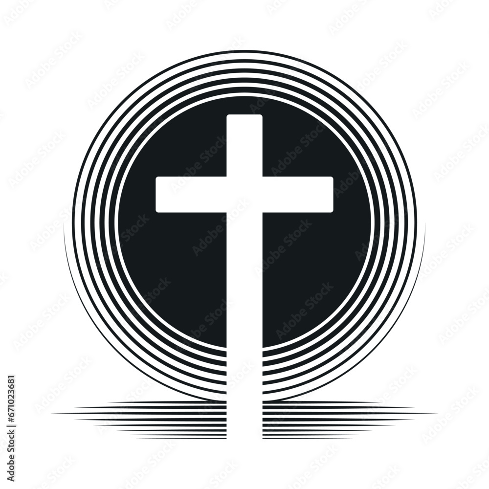 Obraz premium Graphic christian cross symbol icon. Vector illustration