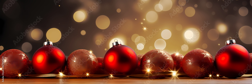 beautiful red christmas balls banner with text space beautiful red christmas balls banner with text space