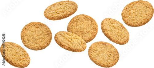 Obraz na płótnie Falling oatmeal cookies isolated