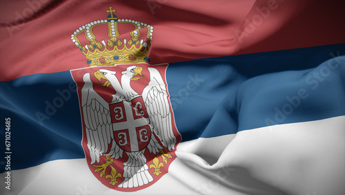 Close-up view of Serbia National flag.