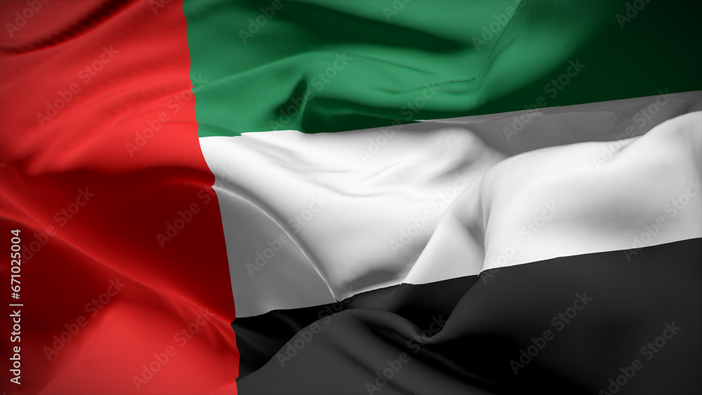Close-up view of United Arab Emirates National flag.
