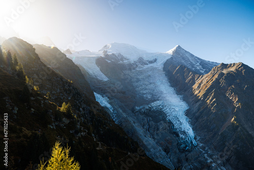 Glacier de Taconnaz on a early autumn morning in Chamonix on the way towards La Jonction photo