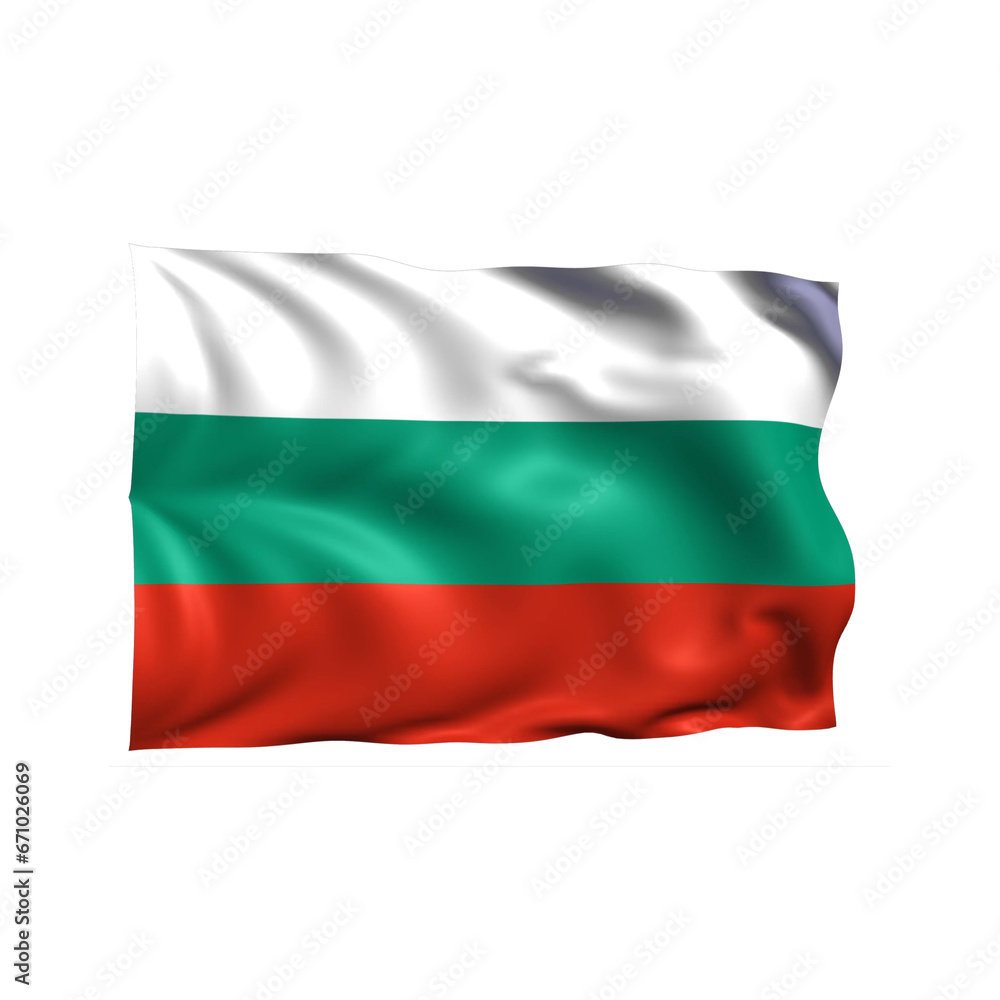 Bulgaria national flag on white background.