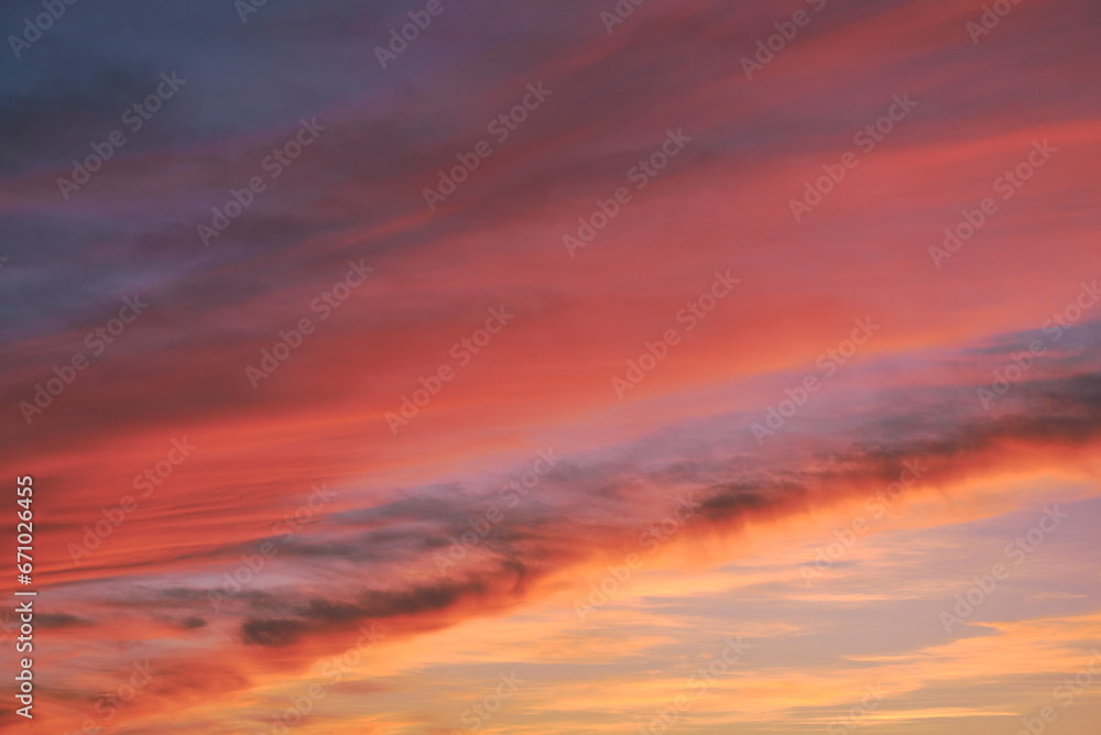 A sunset. Heaven, orange sky Sun rays Wallpaper