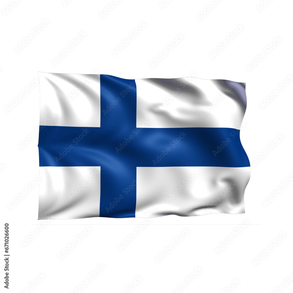 Obraz premium Finland national flag on white background.