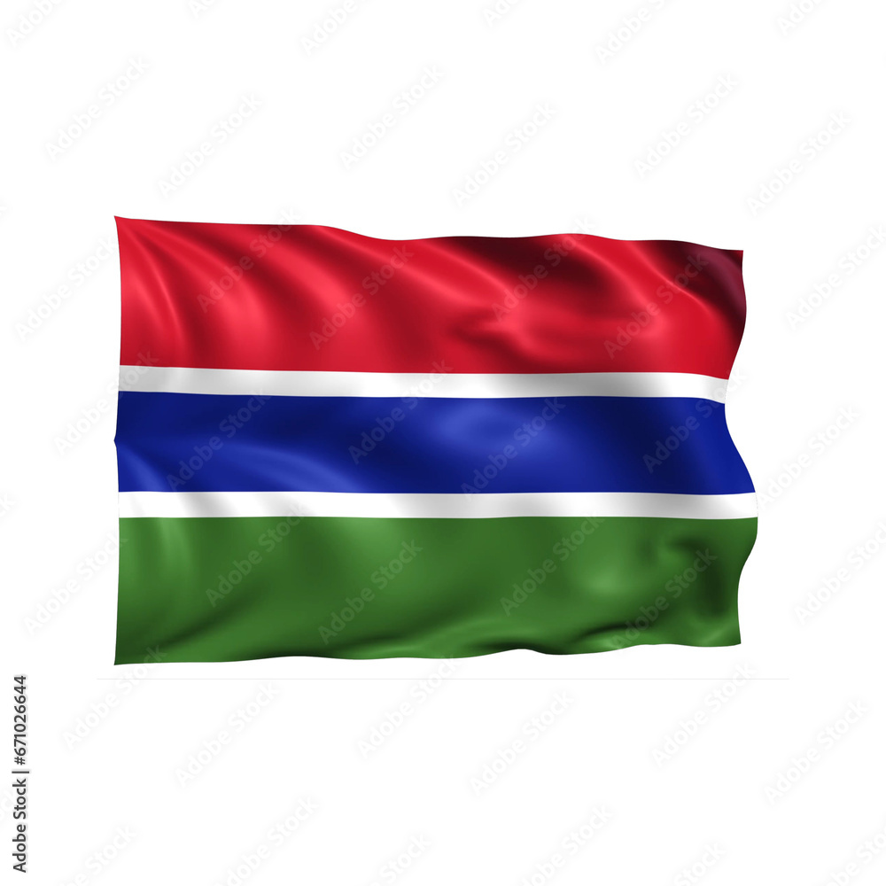 Fototapeta premium Gambia national flag on white background.