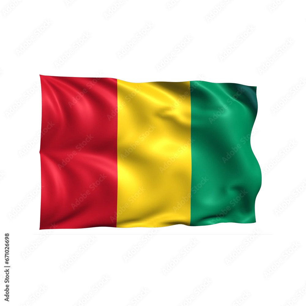 Guinea national flag on white background.