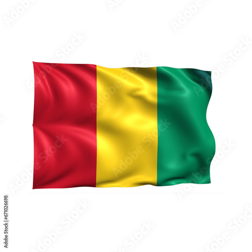 Guinea national flag on white background.