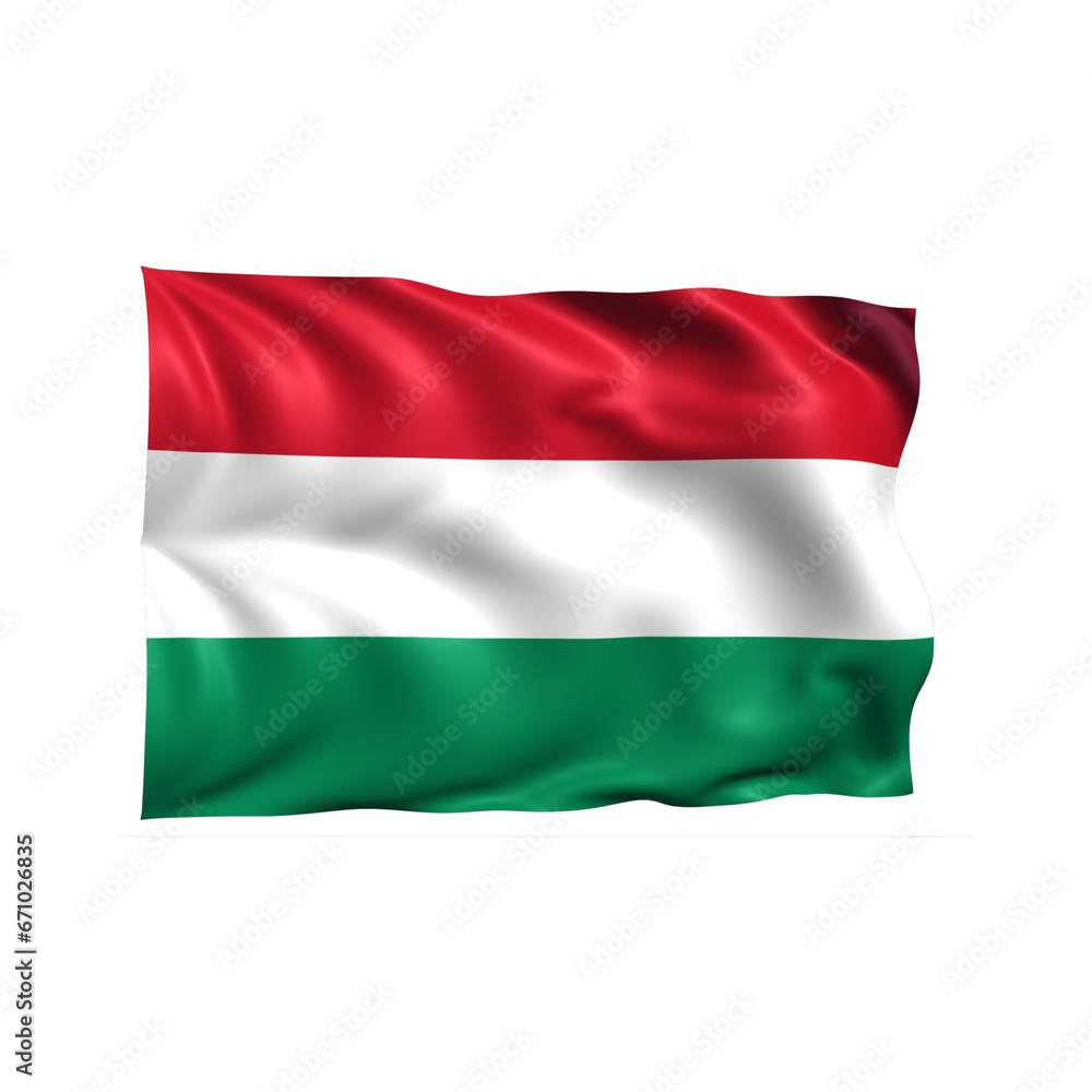 Hungary national flag on white background.