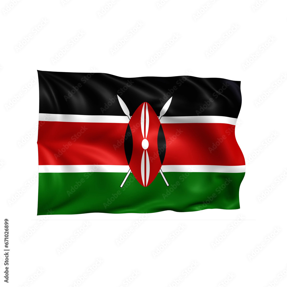 Kenya national flag on white background. Kenya national flag on white background.