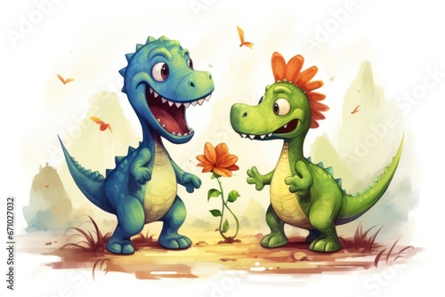 Playful Dinosaur Friends.