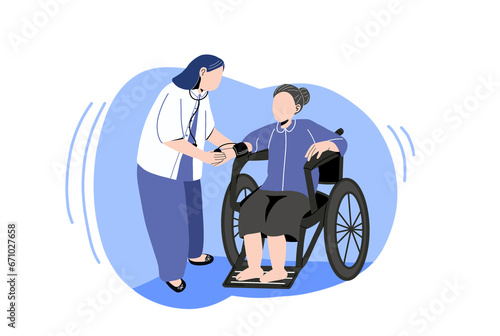 Doctor and wheelchair bound patient