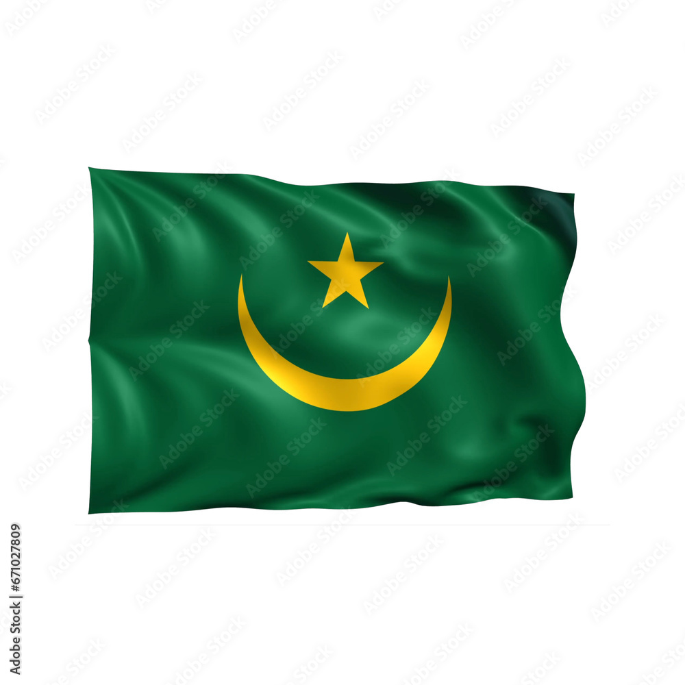 mauritania national flag on white background. mauritania national flag on white background.