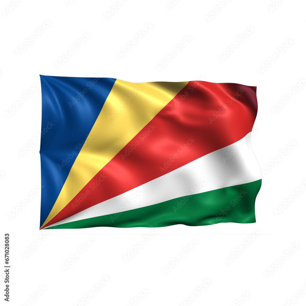 Fototapeta premium Seychelles national flag on white background.