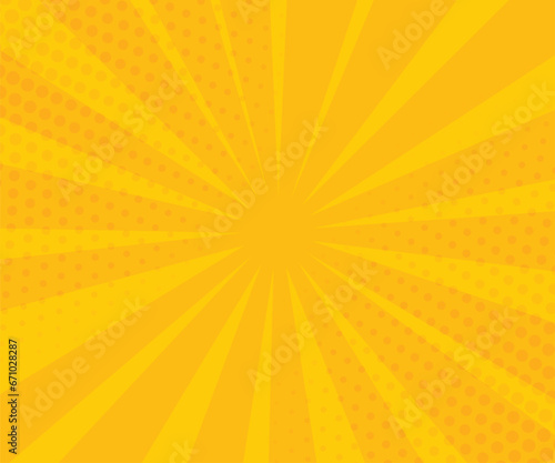 Comic Pop art background. yellow background. Comic sunbeam background. Vector illustration.