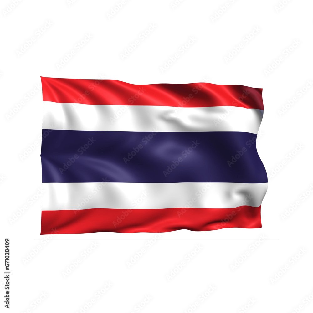Thailand national flag on white background.