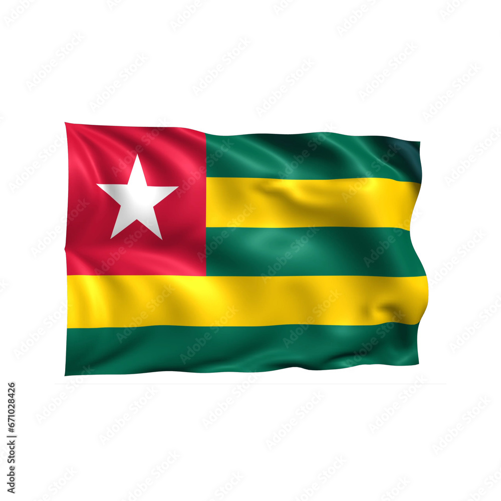 Fototapeta premium Togo national flag on white background.