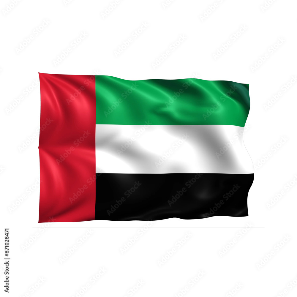 United Arab Emirates national flag on white background.