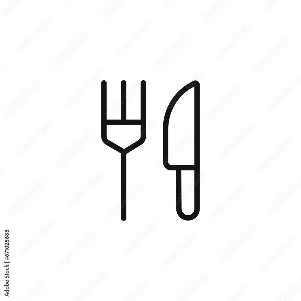 Knife and fork. Restaurant linear icon. Thin line customizable illustration. Contour symbol. Vector isolated outline drawing. Editable stroke Knife and fork. Restaurant linear icon. Thin line customizable illustration. Contour symbol. Vector isolated outline drawing. Editable stroke