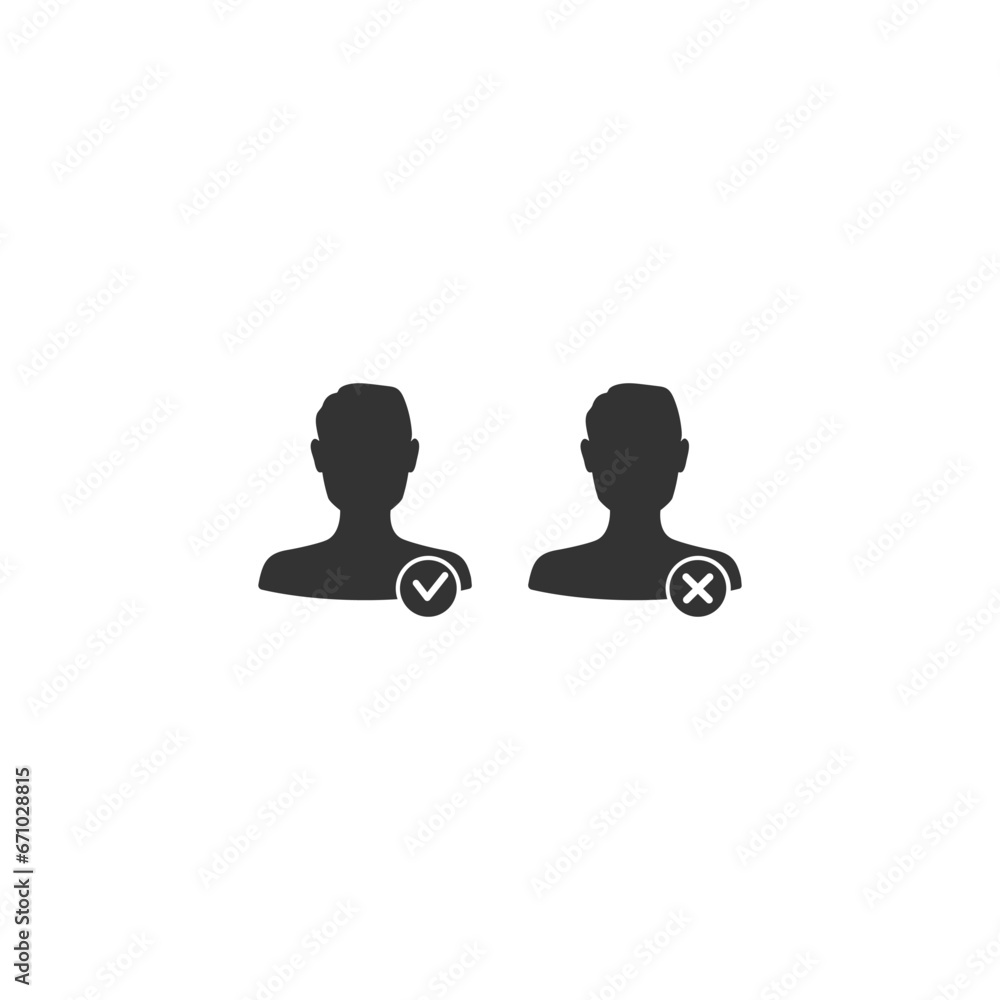 User icon with check sign. Profile icon and approved, confirm, done, tick, completed symbol. Vector icon User icon with check sign. Profile icon and approved, confirm, done, tick, completed symbol. Vector icon
