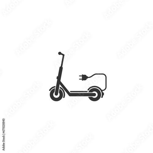 Vector electric scooter white icon design on gray background