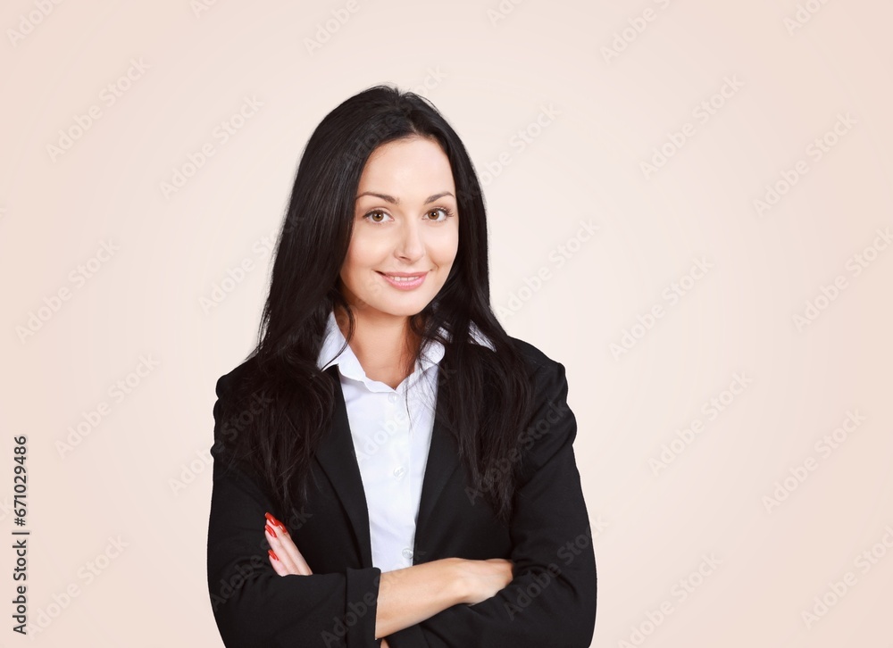 Portrait of young woman standing and posing Portrait of young woman standing and posing