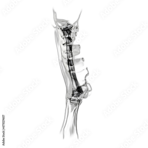 x-ray of a broken bone isolated on transparent or white background, png