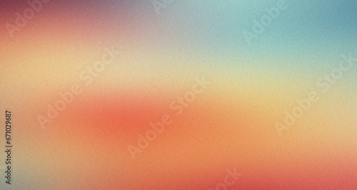 pastel orange blue pink , grainy noise grungy spray texture color gradient rough abstract retro vibe background , template empty space shine bright light and glow