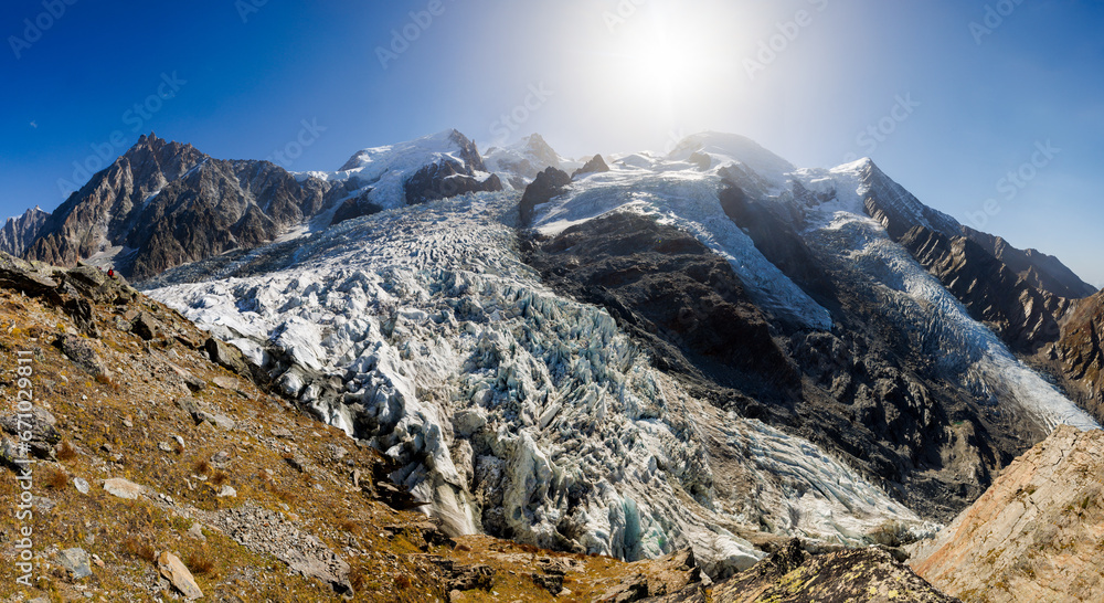 Glacier des Bossons seen from La Jonction in Chamonix Glacier des Bossons seen from La Jonction in Chamonix