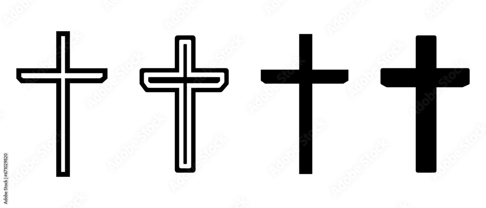 Icon set of christian cross symbol icon. Vector illustration