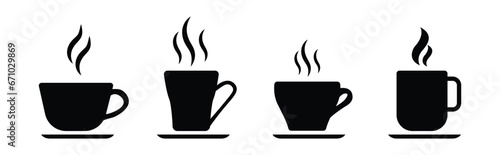 coffee cup icons set. cups of coffee tea collection. hot drink icon. disposable cup. cup coffe with steam. vector
