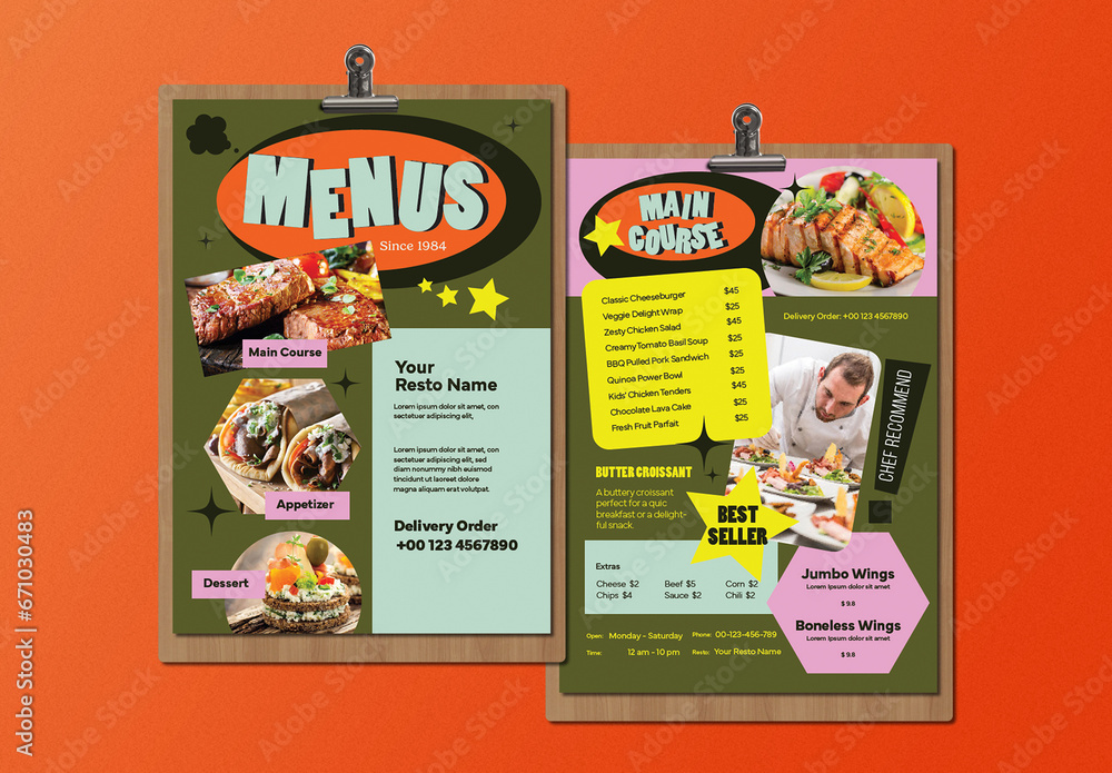 Olive Modern Geometric Abstract Multiple Food Menu Stock Template ...