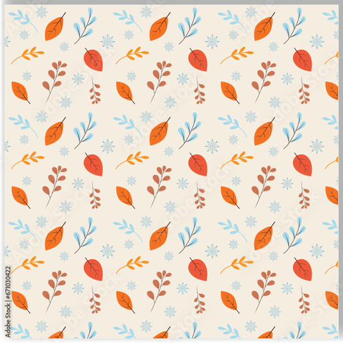 Autumn floral pattern shameless leaf vector background