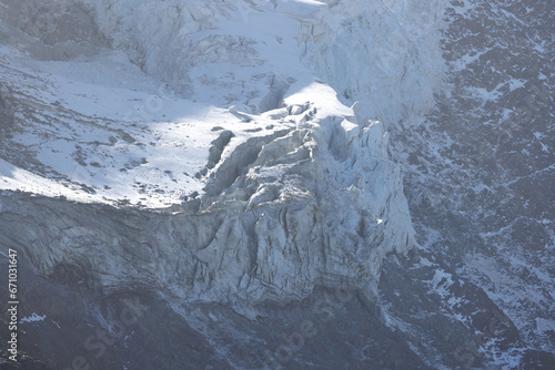 details of Glacier des Bossons seen from La Jonction in Chamonix photo