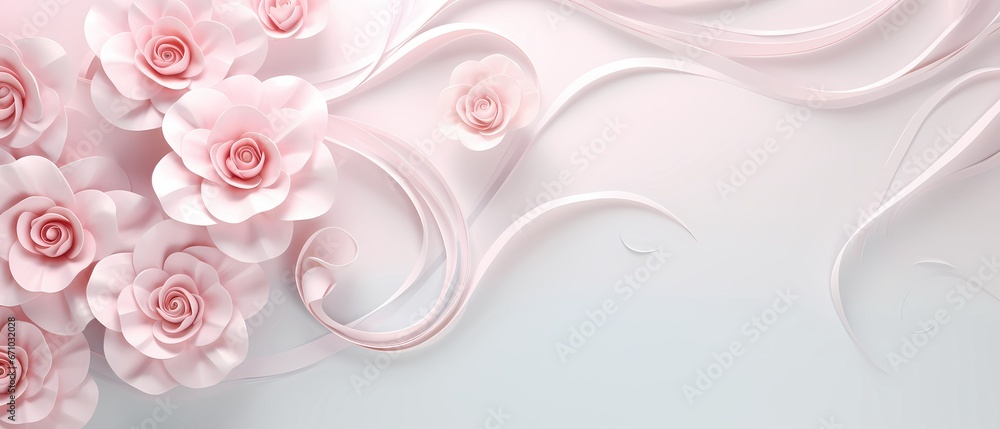 pink floral background with copy space for text.