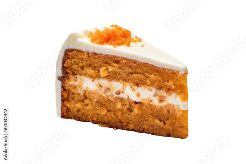 Carrot cake sliced isolated on transparent background.