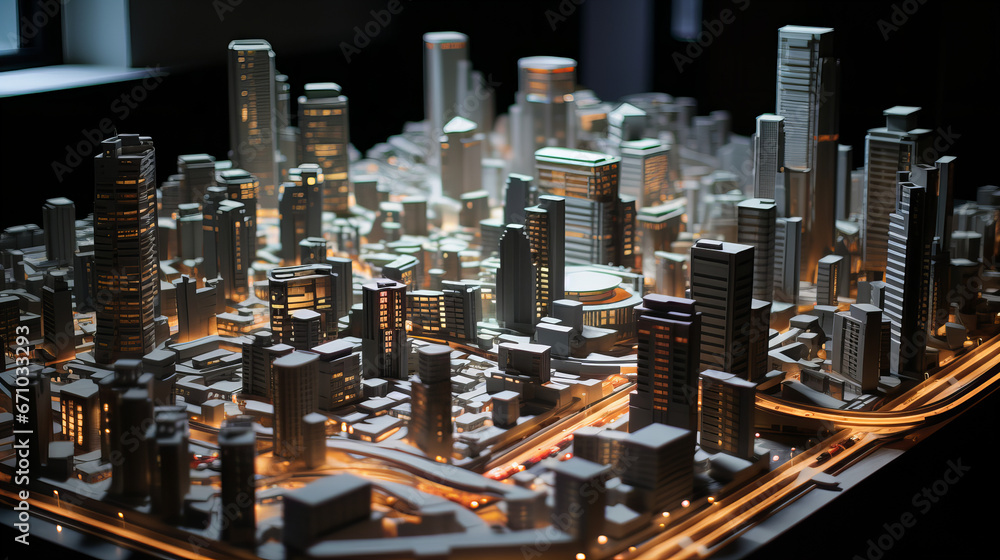 3D urban modeling, urban simulation of a city