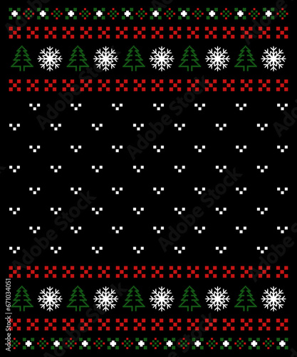 Ugly Christmas template, t shirt design, Ugly  Xmas tree and ornaments