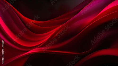 Elegant Flow of Red: Abstract Waves on a Dark Background