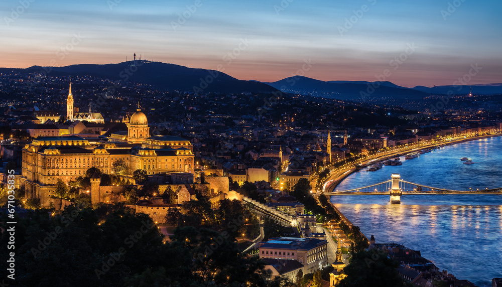 Buda Castle overlooking the Danube river in Budapest in Hungary 