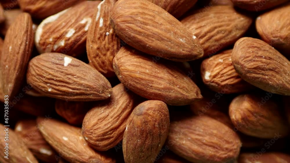 Almond texture video. Nut background. Vegan diet Almond texture video. Nut background. Vegan diet