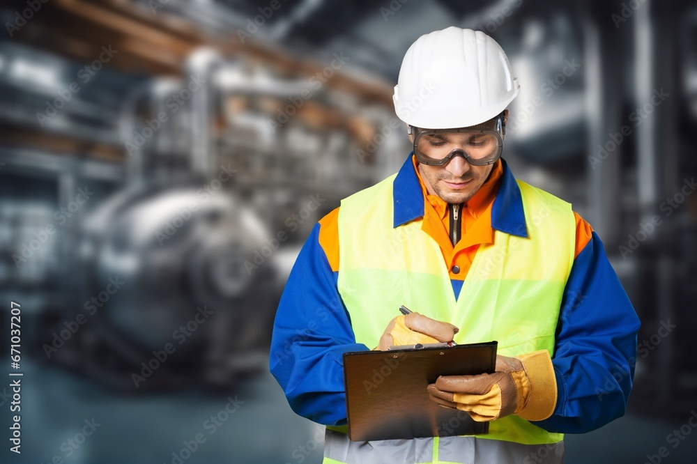 safety officer checking industrial working, AI generated image safety officer checking industrial working, AI generated image