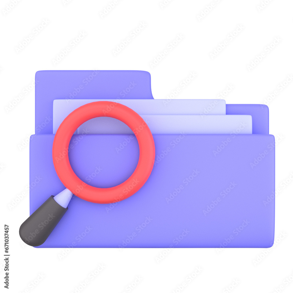 search folder of 3d illustration. Search Engine 3D Concept. paper in a folder with a magnifying glass. 3d render search folder of 3d illustration. Search Engine 3D Concept. paper in a folder with a magnifying glass. 3d render