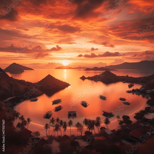 Peaceful landscapes of Labuan Bajo with a sunset