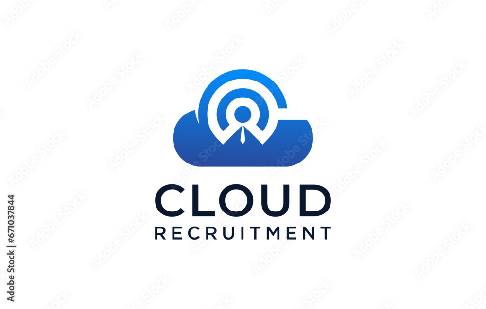 recruitment cloud negative space modern logo design recruitment cloud negative space modern logo design