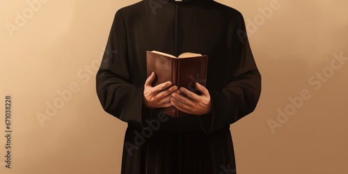 Priest Holding The Holy Bible In His Hands