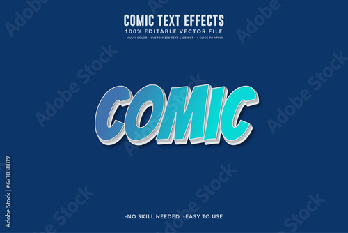 3d Editable Comic Text Effects. Carton Layer Style Premium Vector Template
